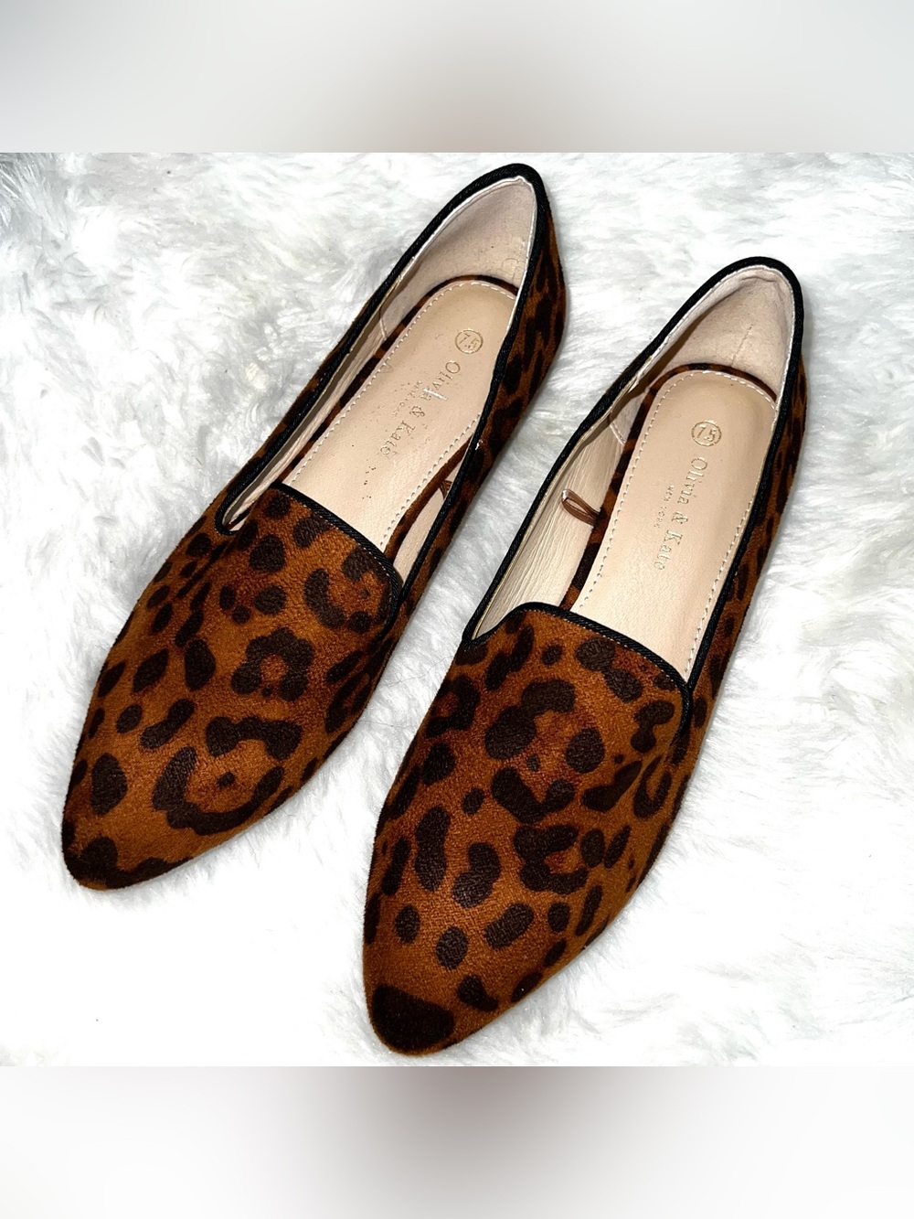 Animal Print Loafers Shoes Slip On Business Casual Flats Brown Leopard Print 7.5
